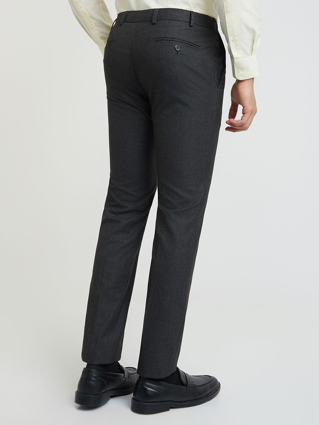 Raymond Men Solid Mid-Rise Slim Fit Formal Trousers