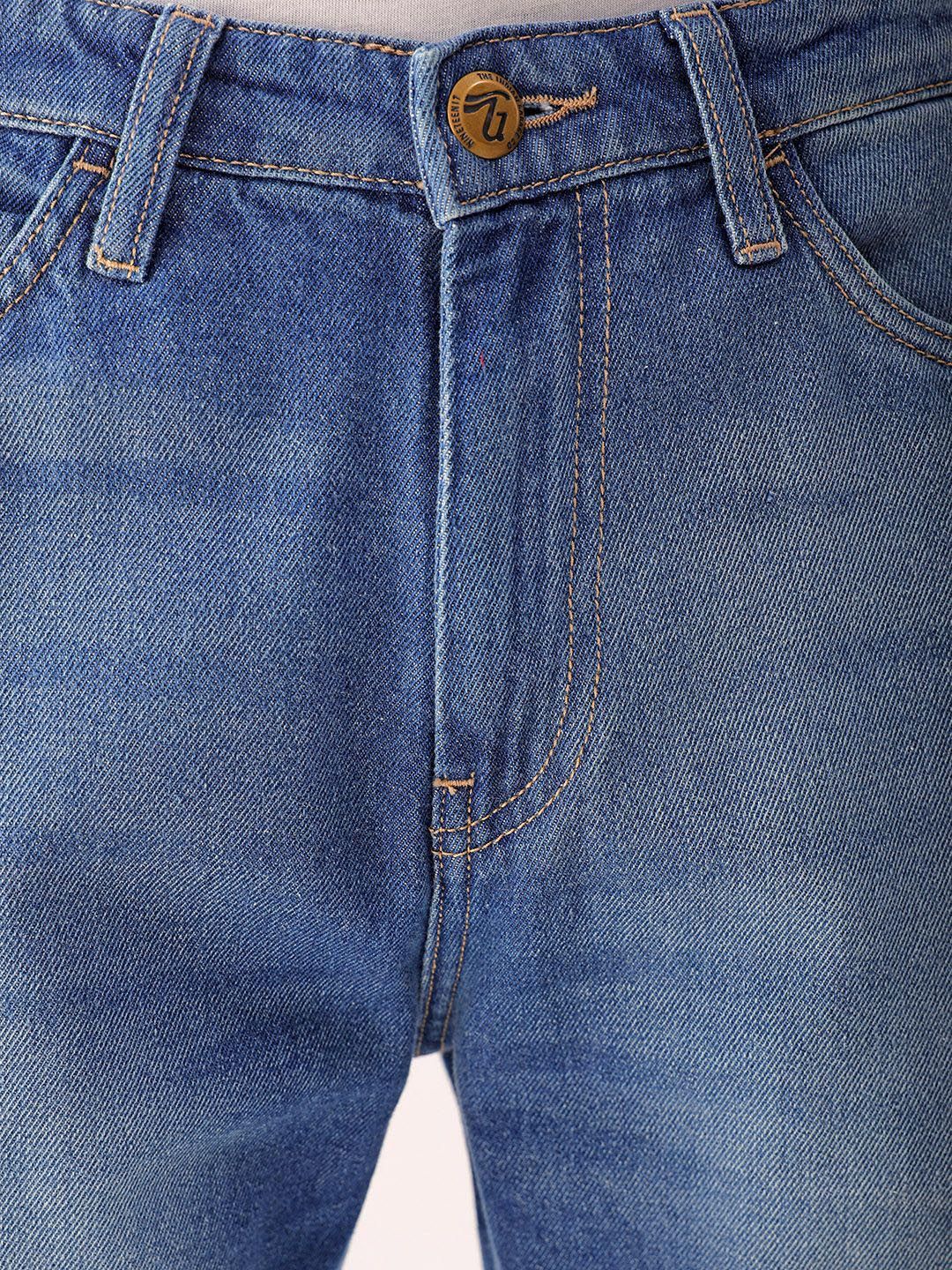 The Indian Garage Co Men Straight Fit Mildly Distressed Heavy Fade Jeans