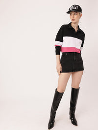 DressBerry Boss Babe Colorblocked Boxy Crop Sweatshirts