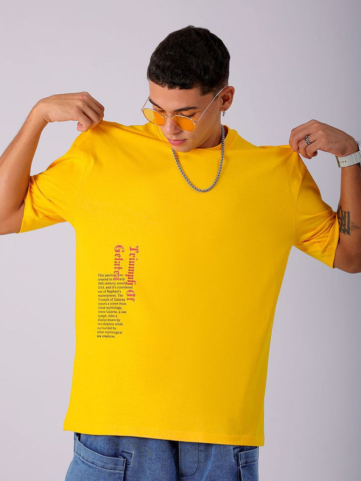 The Indian Garage Co Men Back Printed Boxy Oversized Round Neck Pure Cotton T-shirt
