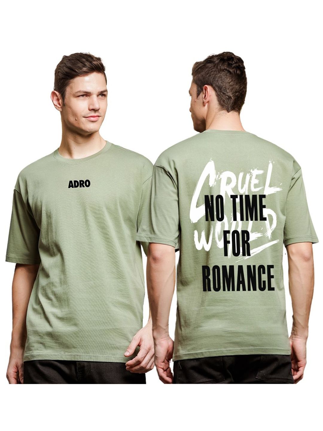 ADRO Men Typography Printed Raw Edge T-shirt