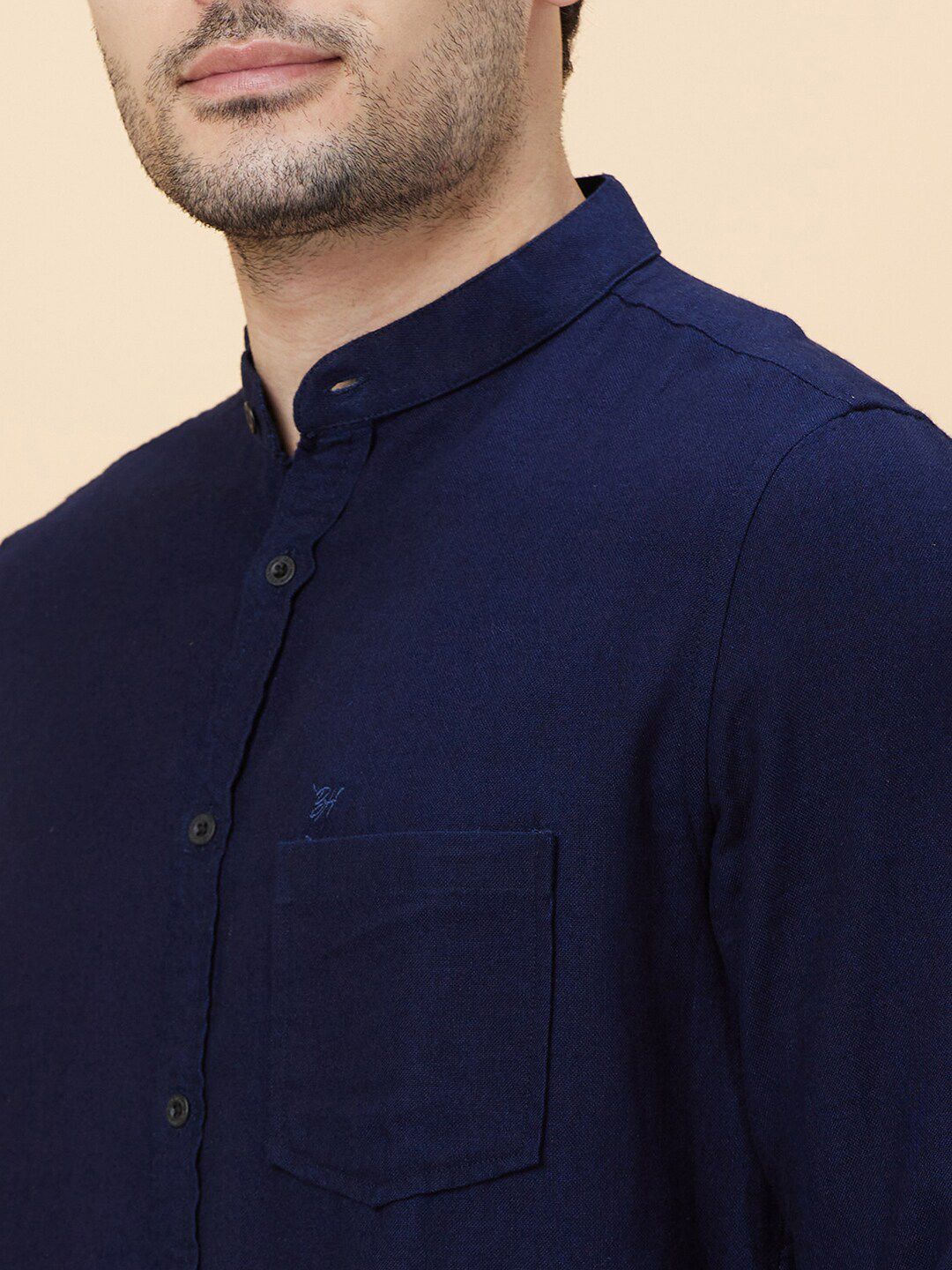 Being Human Slim Fit Mandarin Collar Long Sleeves Casual Shirt