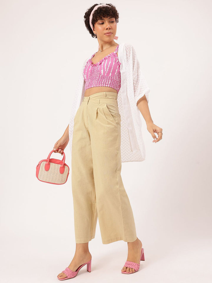 DressBerry Women Urban Elegance Asymmetric Waist Pleated Formal Trousers