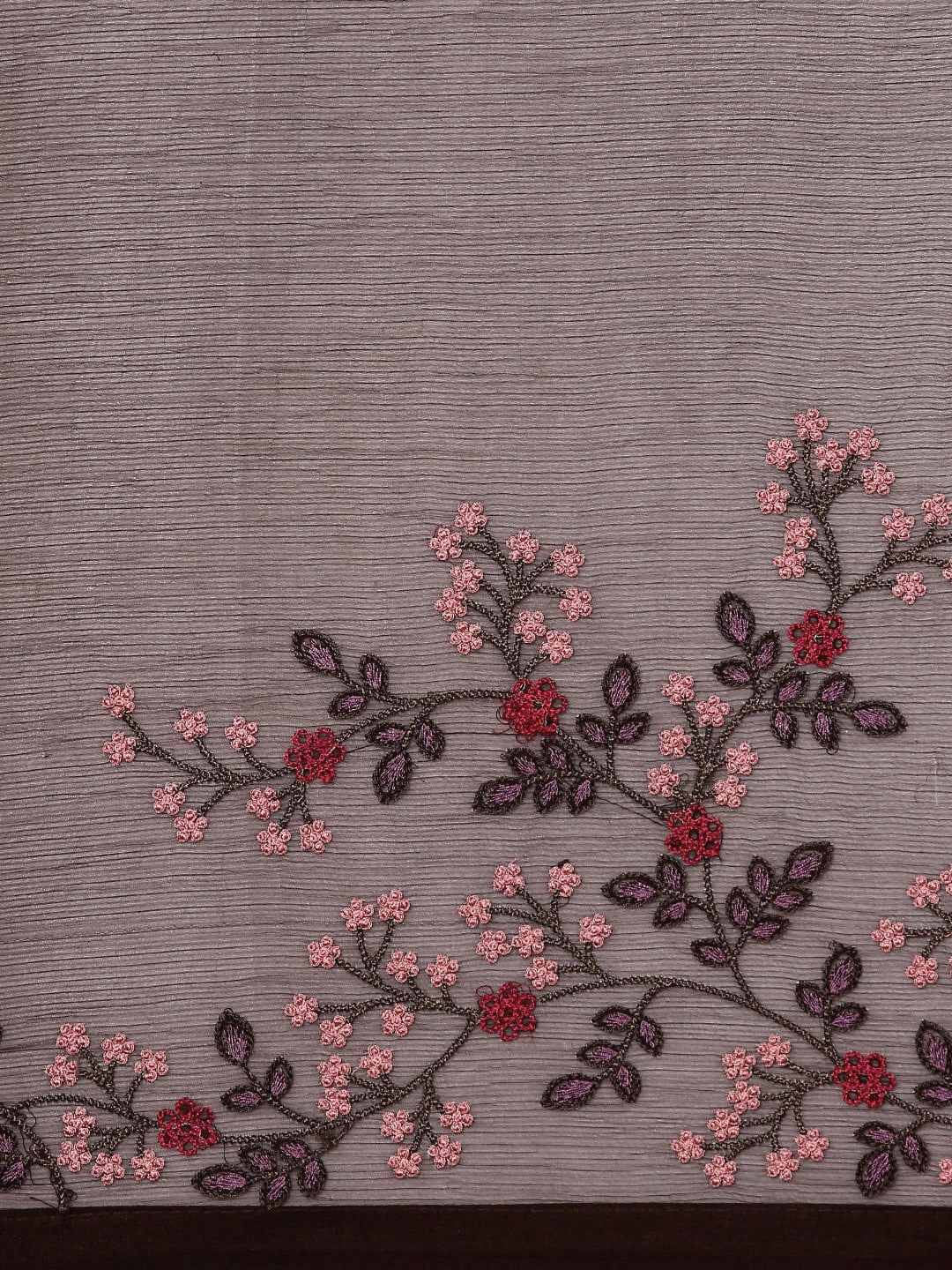 KALINI Floral Embroidered Pure Chiffon Saree