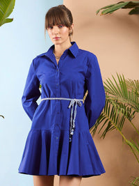 Sassafras Puff Lengan Pakaian Kapas Belted