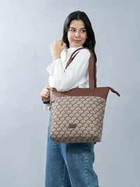 ZOUK Floral Printed Structured Tote Bag