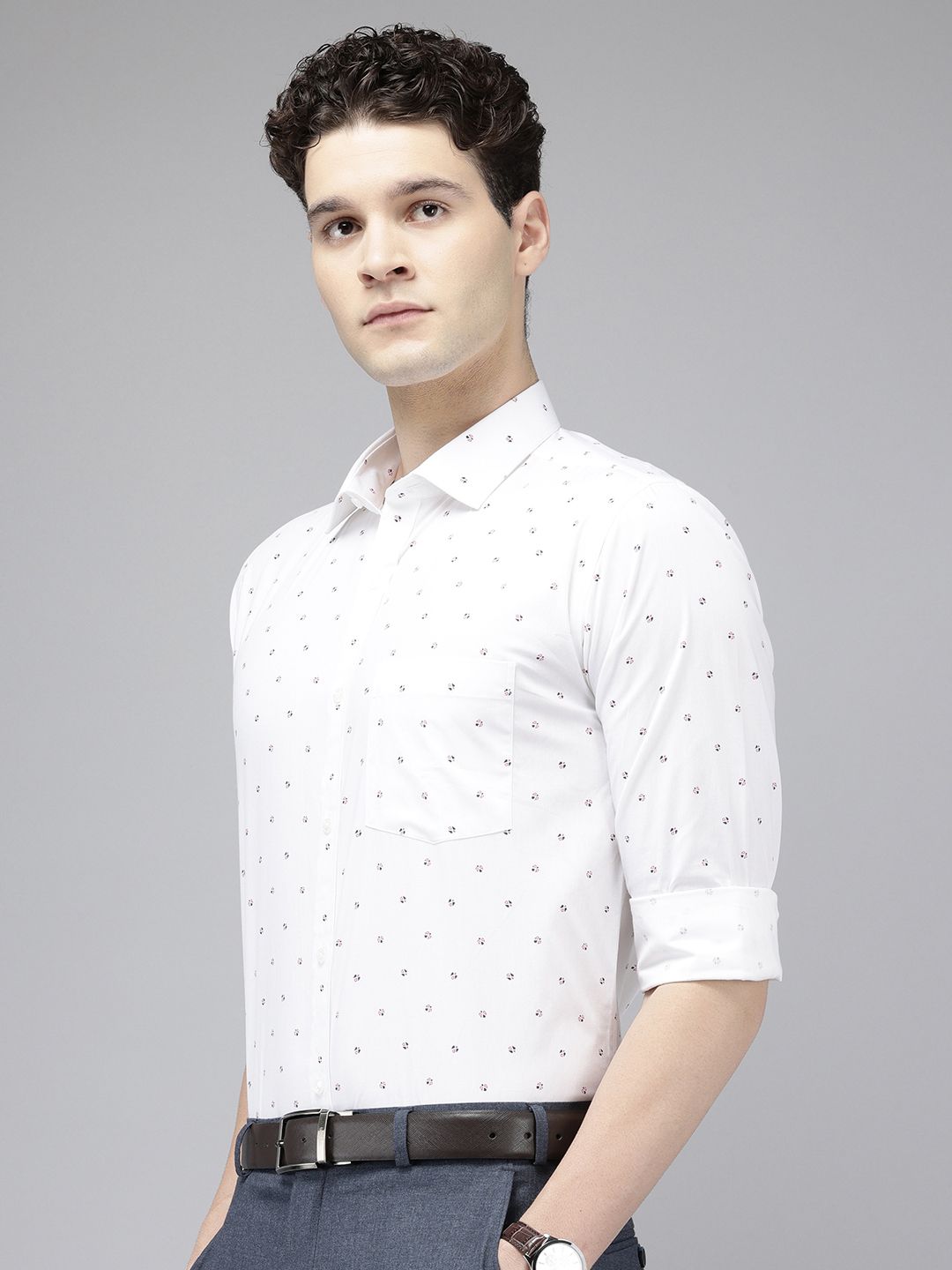 Park Avenue Pure Cotton Slim Fit Printed Formal Shirt