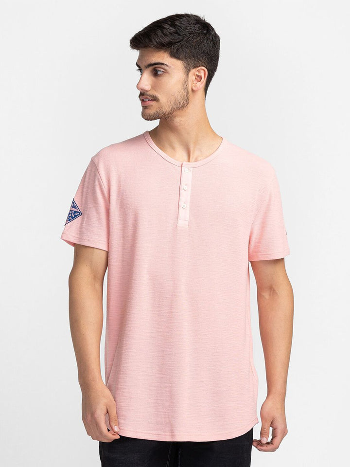 Being Human Henley Neck Cotton T-Shirt