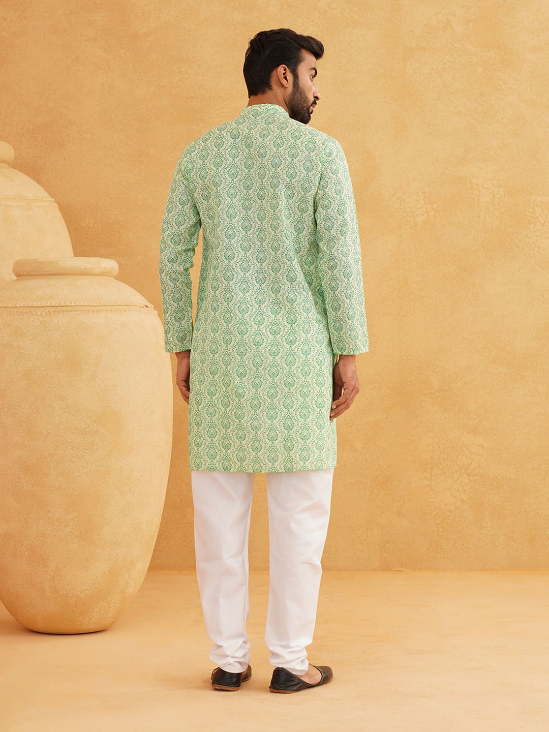 SOJANYA Motif Etnik Bercetak Kurta Linen Kapas Biasa Dengan Pijama