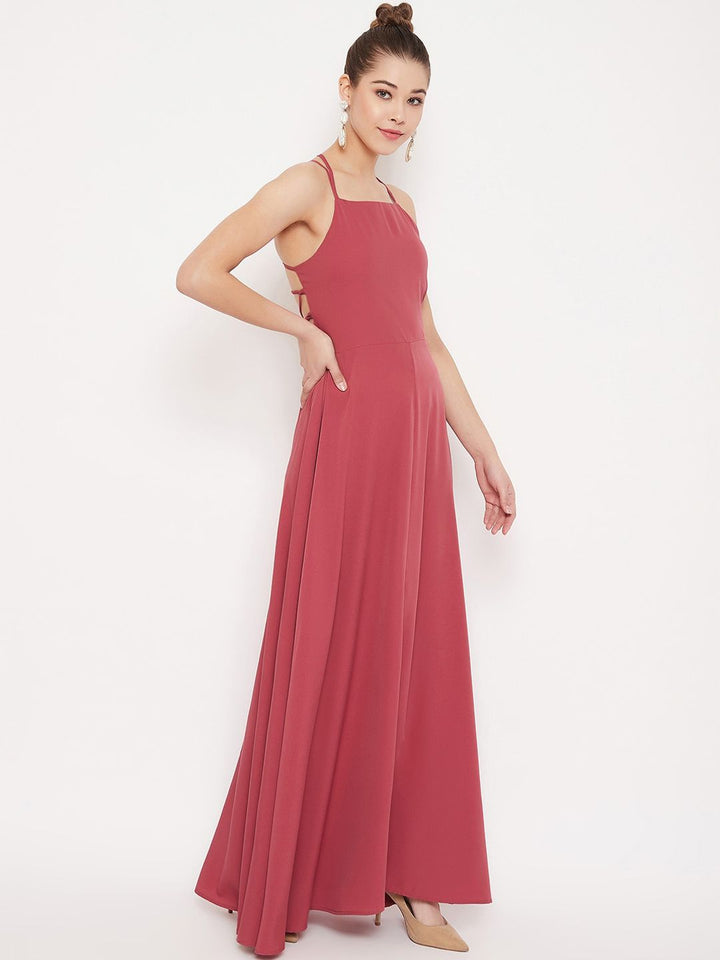 Berrylush Women Pink Solid Maxi Dress