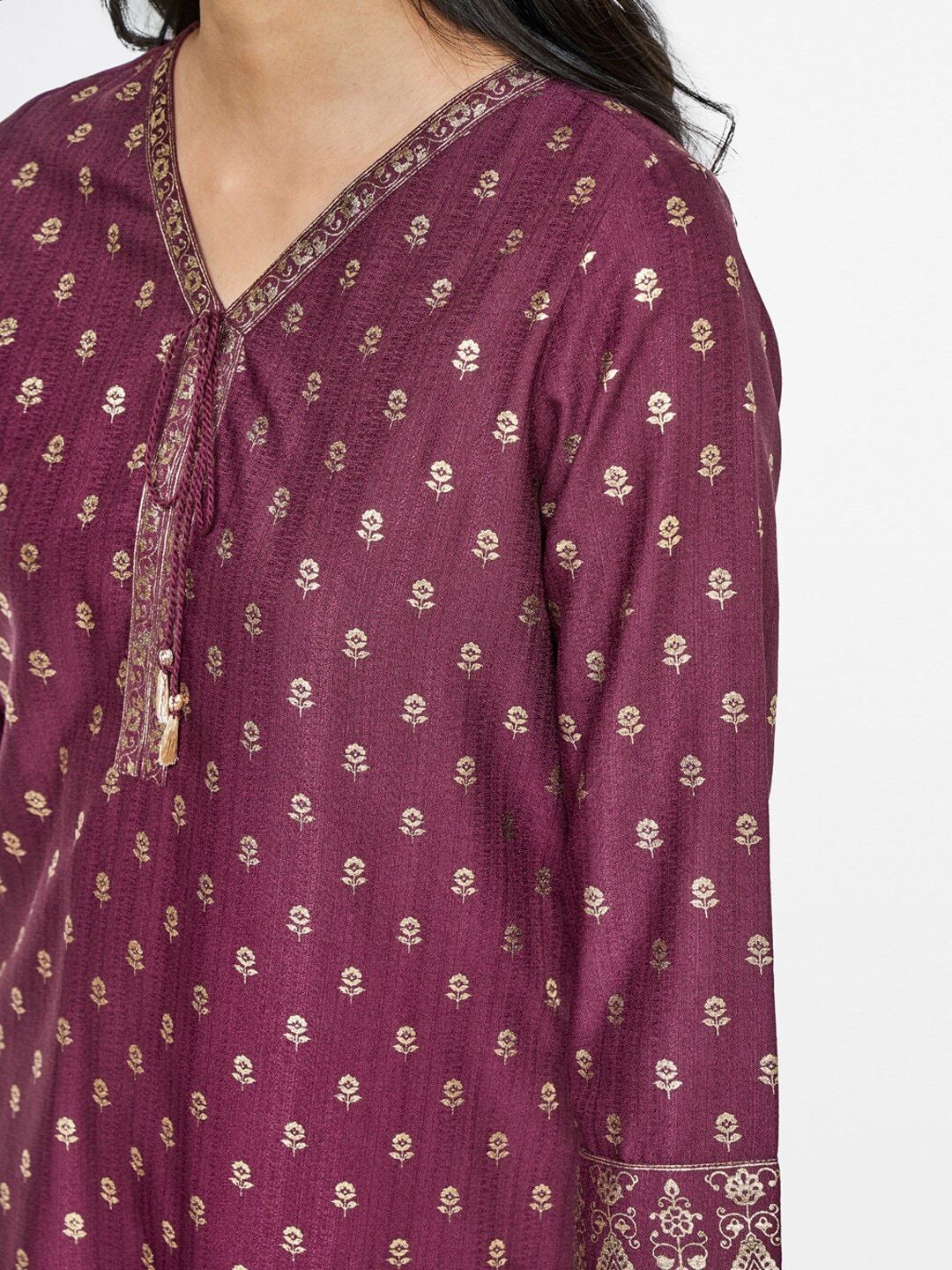 Global Desi Women Purple Ethnic Motifs Printed Kurta