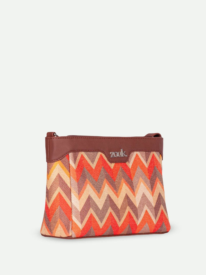 ZOUK Tidal Wave Harmony Chevron Printed Structured Sling Bag