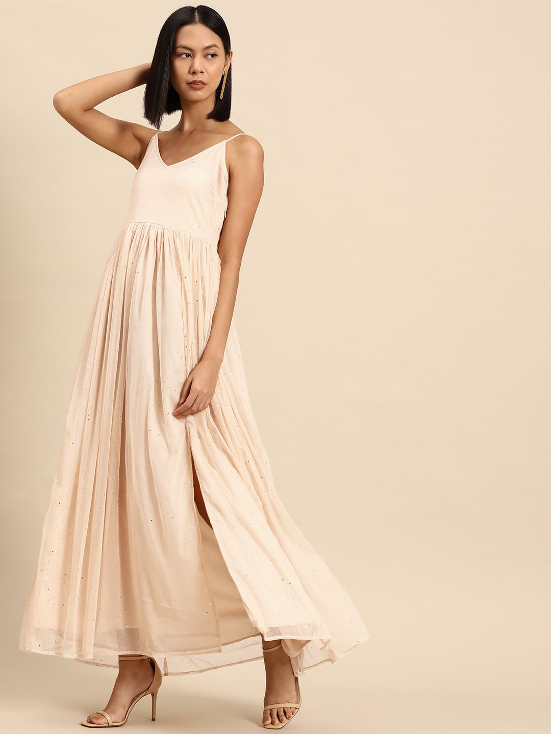 all about you Shoulder Straps Net Maxi Dress