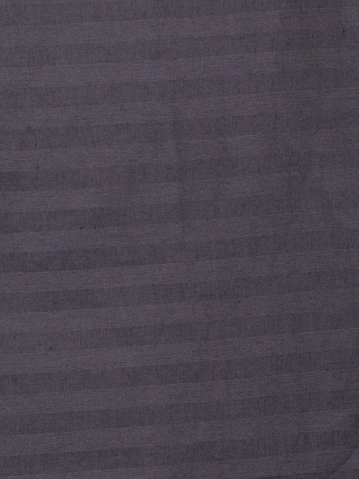 HOSTA HOMES Grey Striped 300 TC Cotton 1 King Bedsheet with 2 Pillow Covers