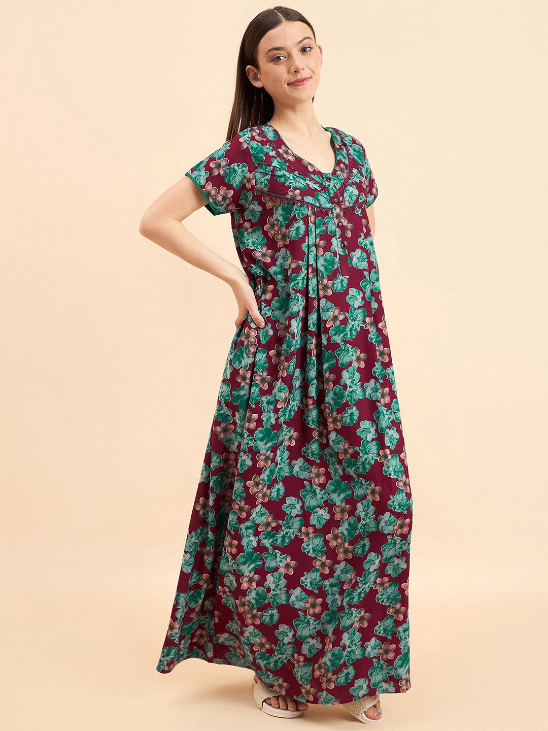 Sweet Dreams Printed Pure Cotton Maxi Nightdress