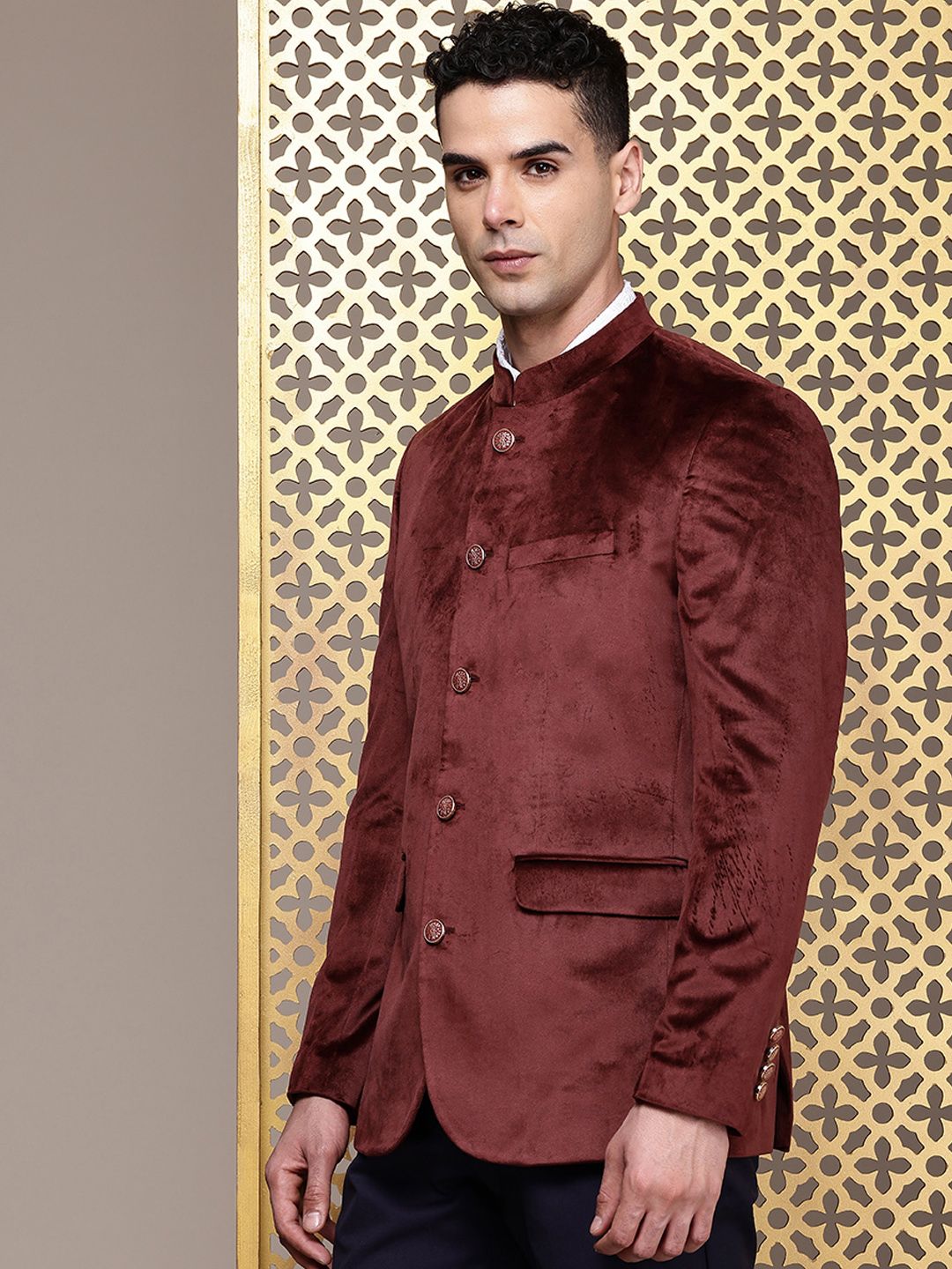 House of Pataudi Velvet Finish Jashn Party Bandhgala Blazers