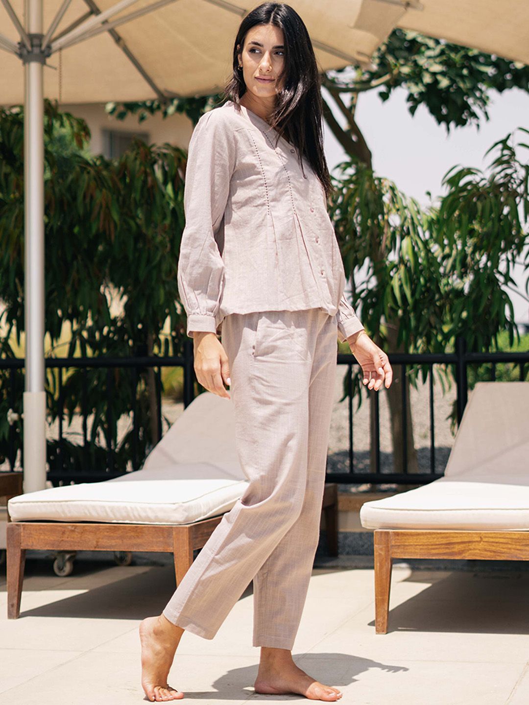 SANSKRUTIHOMES V-Neck Pure Cotton Night suit