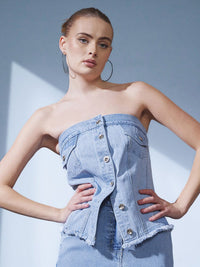 STREET 9 Cotton Denim Corset  Top