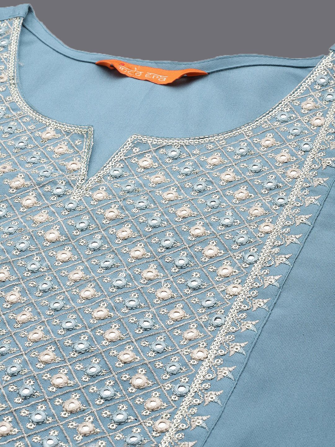 Indo Era Geometric Embroidered Mirror Work Straight Kurta