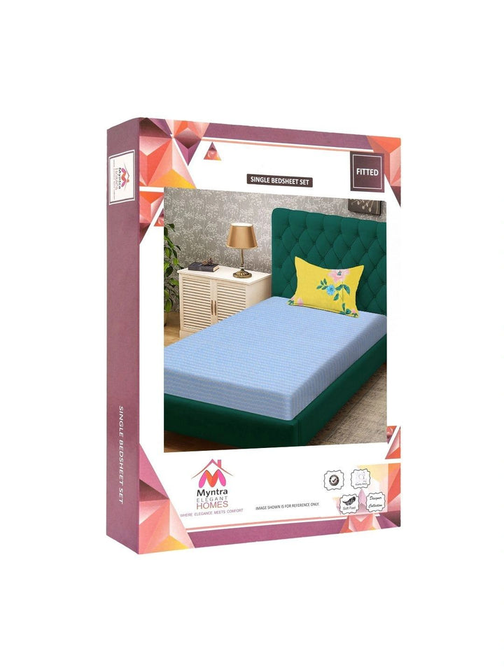 Myntra Elegant Homes Blue 300 TC Single Bedsheet with 1 Pillow Covers