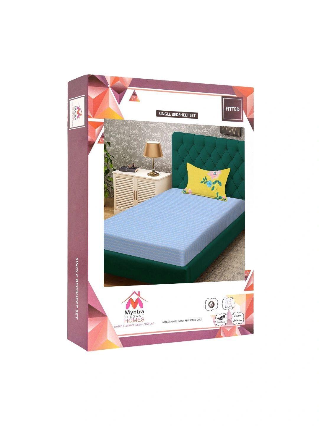 Myntra Elegant Homes Blue 300 TC Single Bedsheet with 1 Pillow Covers