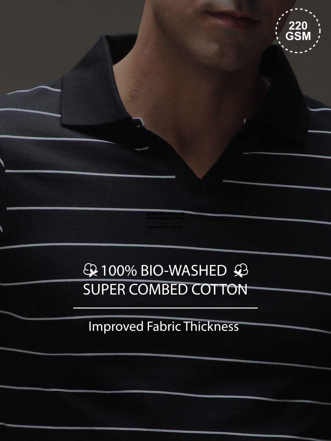 DILLINGER Men Regular Long Sleeve Polo Striped Tshirt