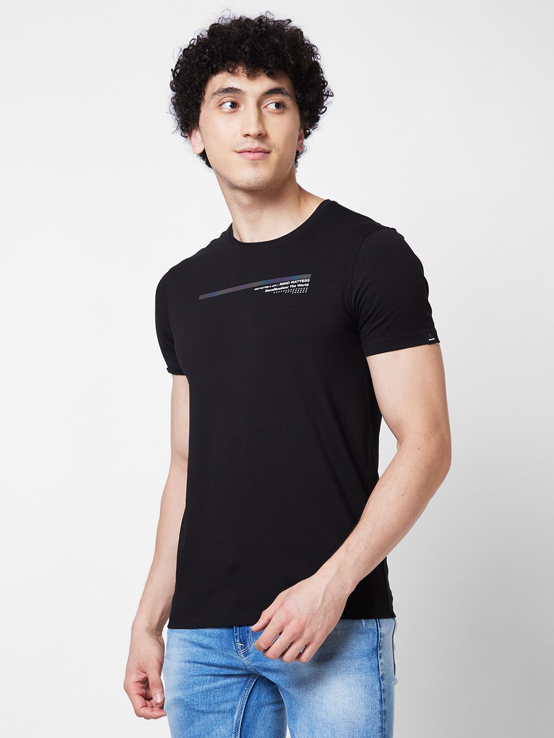 SPYKAR Typography Printed Slim Fit T-shirt