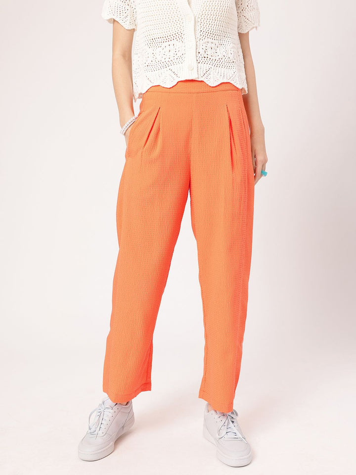 DressBerry Women Cottage Escape Seersucker Pleated Trousers