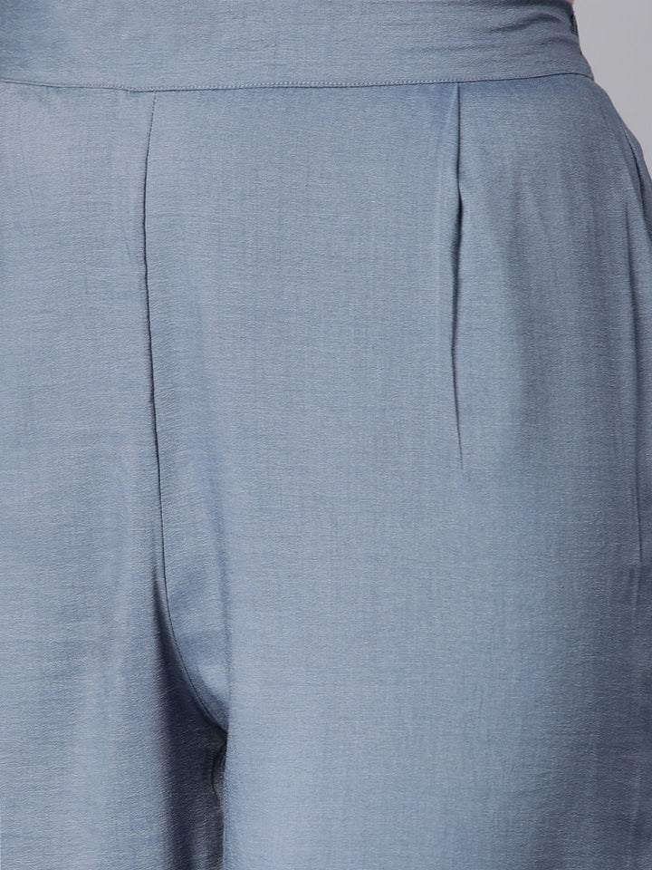 KALINI Striped Regular Thread Work Kurta With Trousers