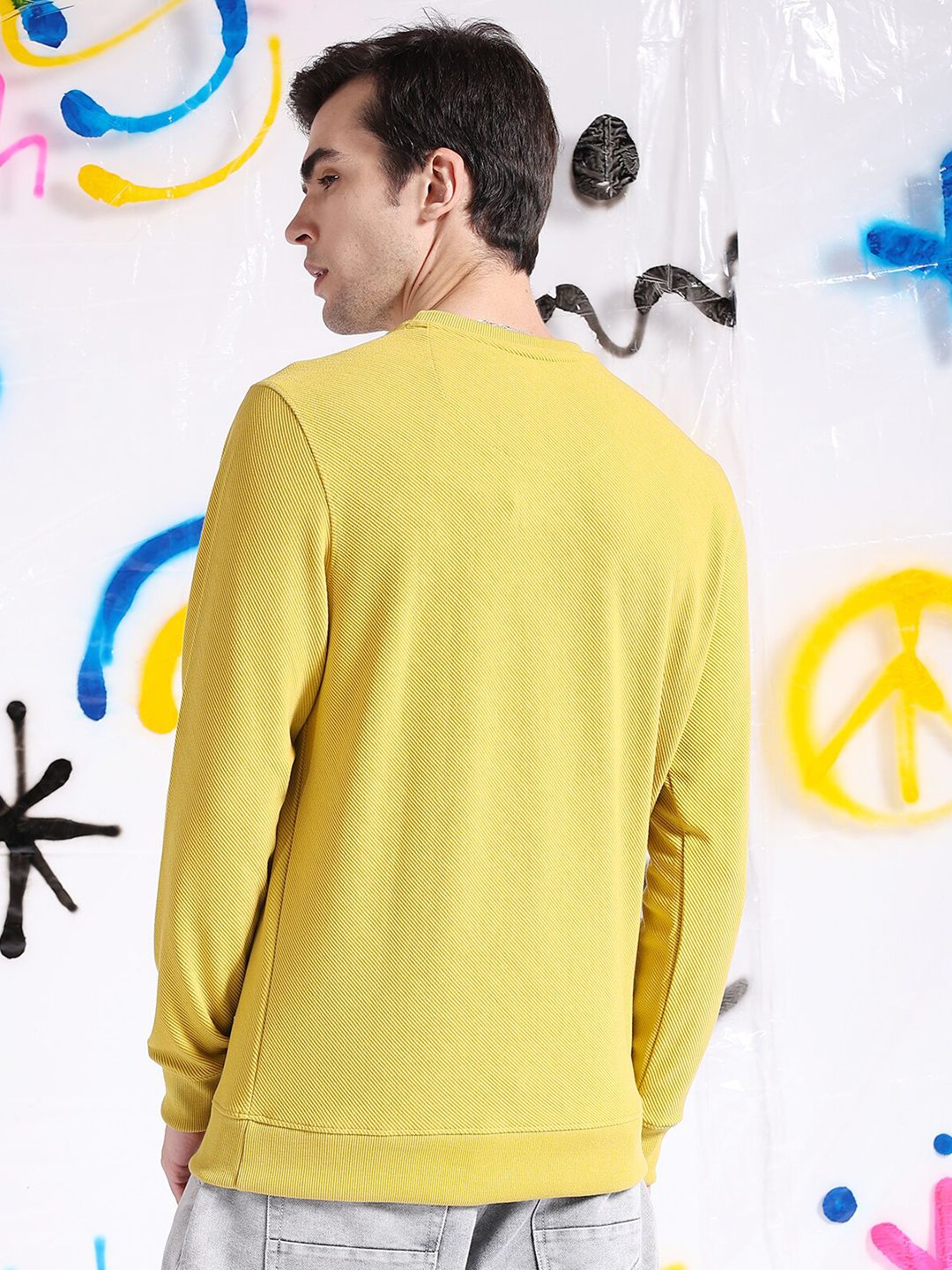The Indian Garage Co Self Design Textured Long Sleeve Pullover Sweatshirt