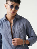 VASTRADO Men Classic Fit Spread Collar Textured Casual Shirt