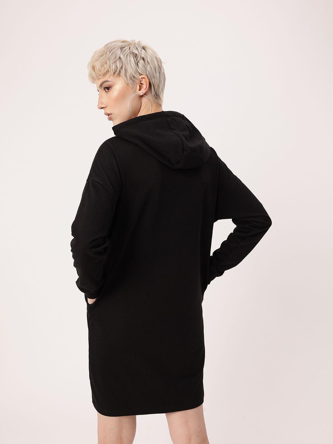 DressBerry Varsity Cool Printed Hooded T-shirt Dress