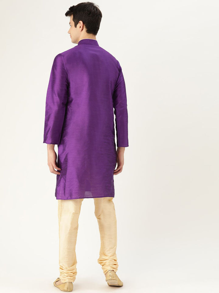 SOJANYA Lelaki Ungu Solid Kurta Lurus