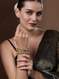 PANASH Set of 2 Gold-Plated American Diamond-Studded Bangles