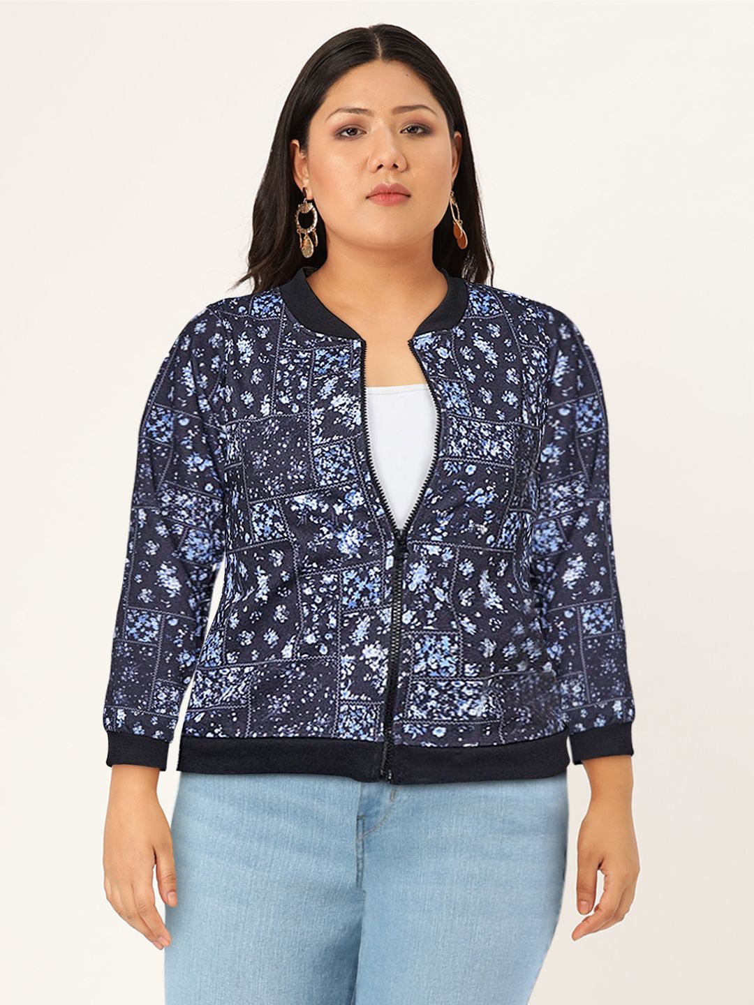 AND Women Blue Floral Printed Sweatshirts