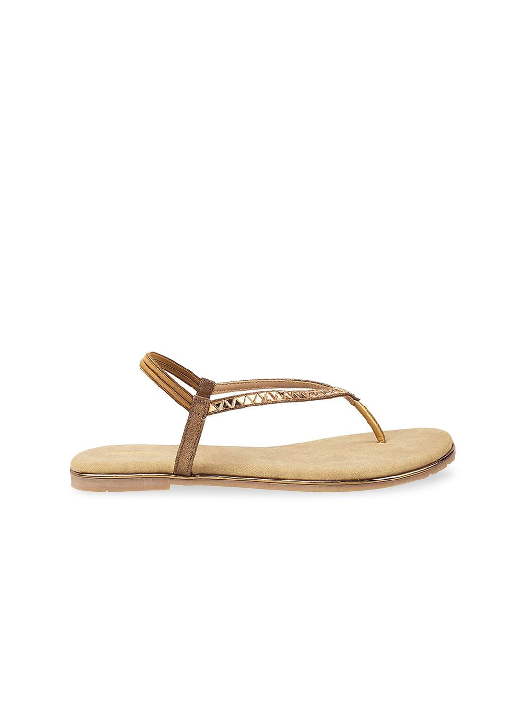 Mochi Women Gold-Toned One Toe Flats