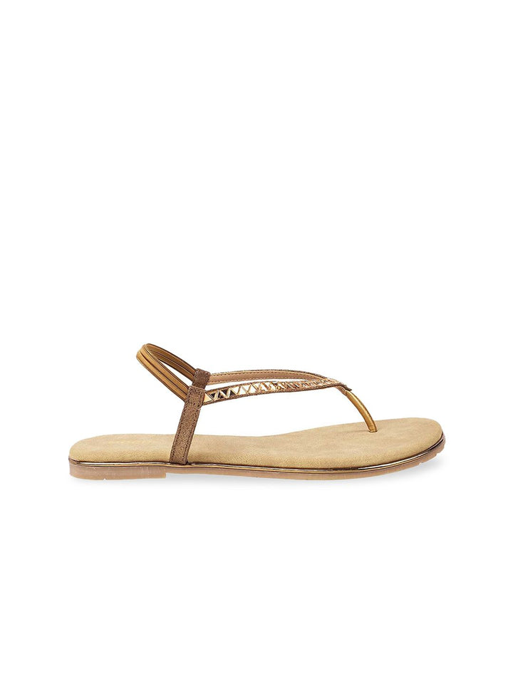 Mochi Women Gold-Toned One Toe Flats