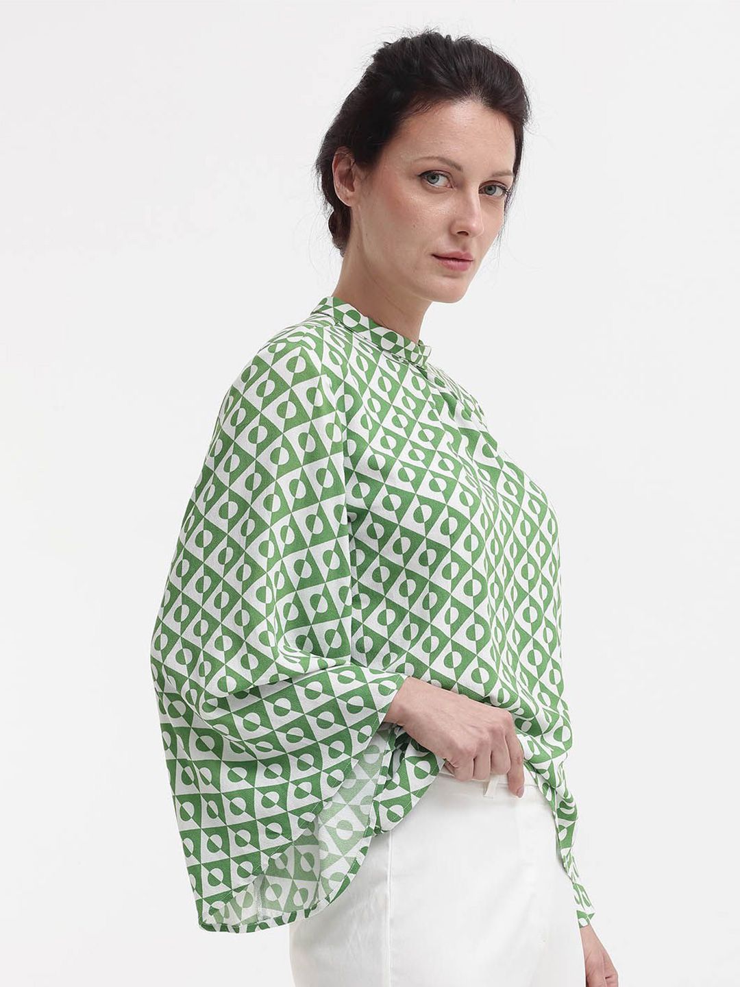 RAREISM Geometric Print Cotton Boxy Top