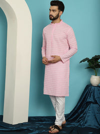 SOJANYA Kurta Pure Cotton Sulam dengan Set Pijama