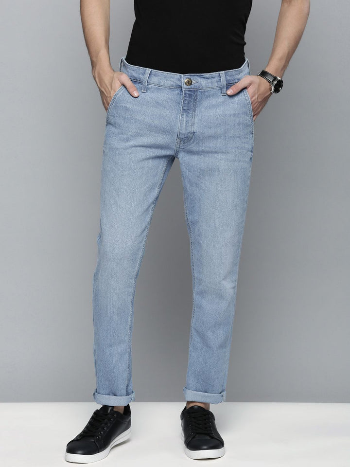 The Indian Garage Co Men Blue Slim Fit Light Fade Stretchable Jeans
