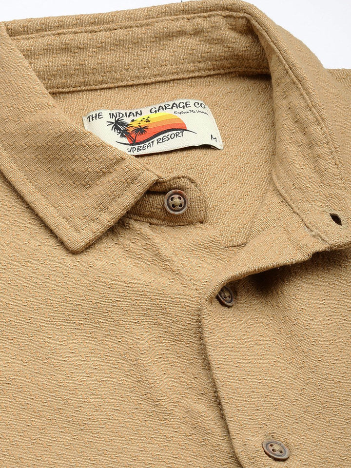 The Indian Garage Co Men Relaxed Fit Solid Dobby Resort Wear Shirt