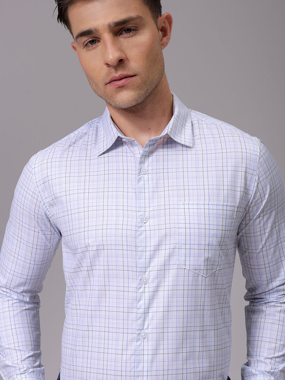 The Indian Garage Co. X Luxe Men Slim Fit Opaque Checked Formal Shirt