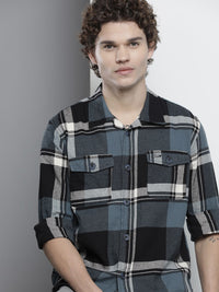 The Indian Garage Co Men Regular Fit Checked Double Flap Pocket Flannel Shirt