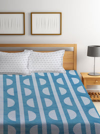 KLOTTHE Biru Geometri Dilengkapi Cadar 300 TC King Halus dengan 2 Sarung Bantal-250X225 sm