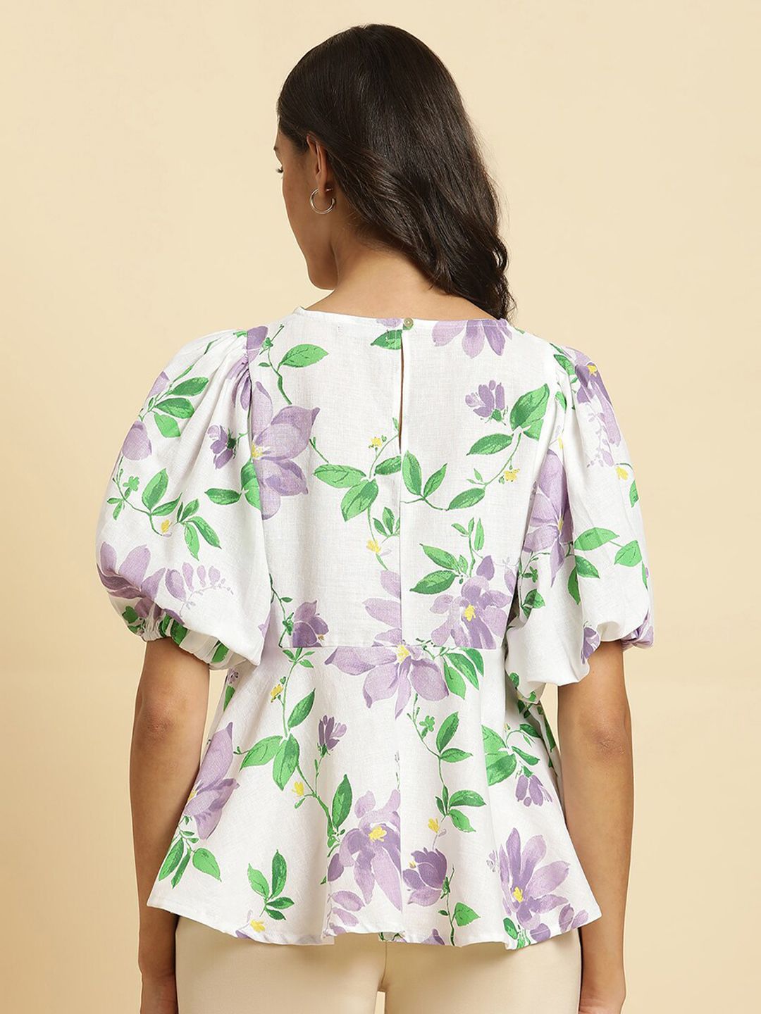 W Floral Printed Cotton A Line Top
