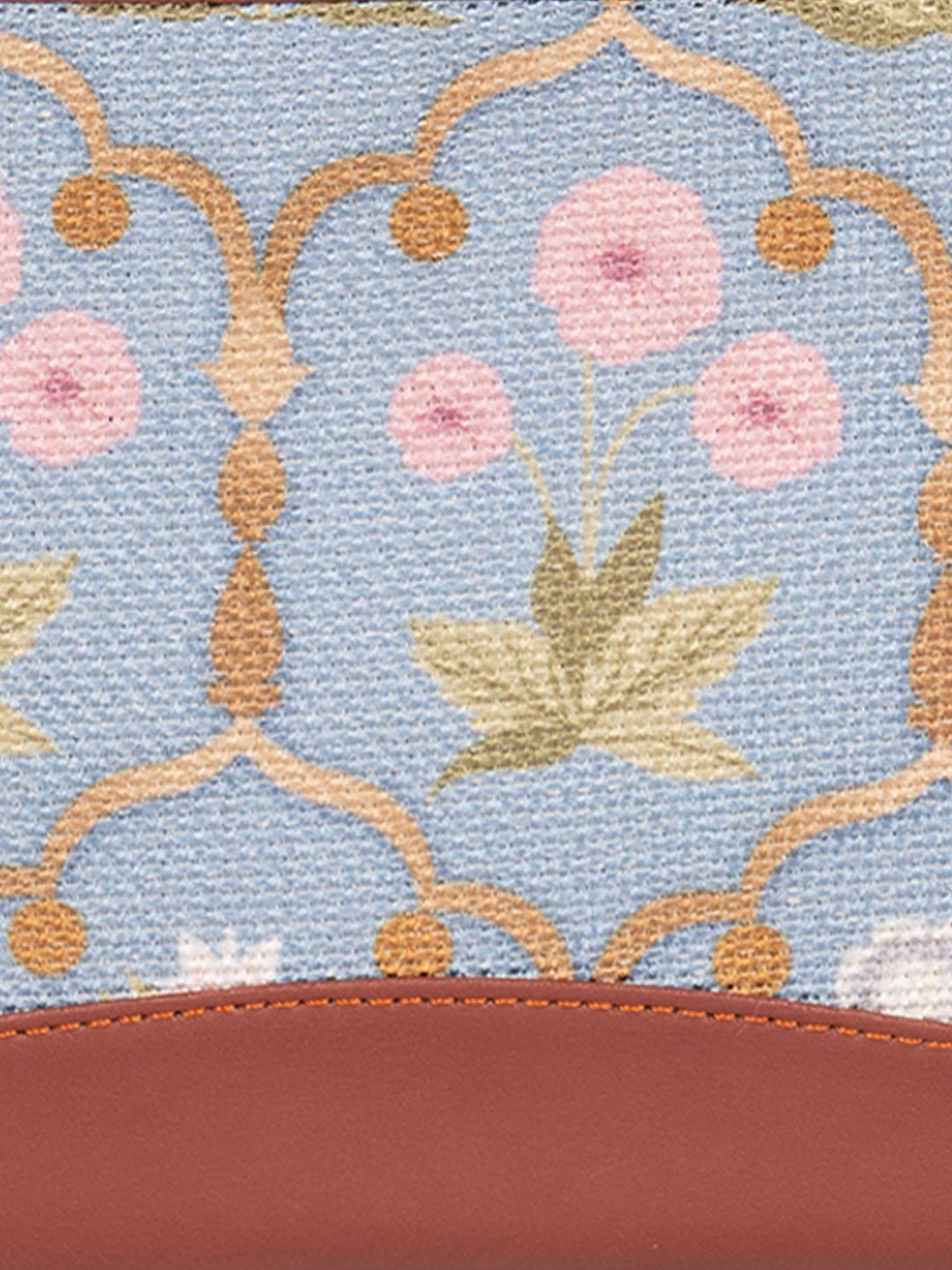 ZOUK Women Blue & Green Floral Printed Zip Around Wallet