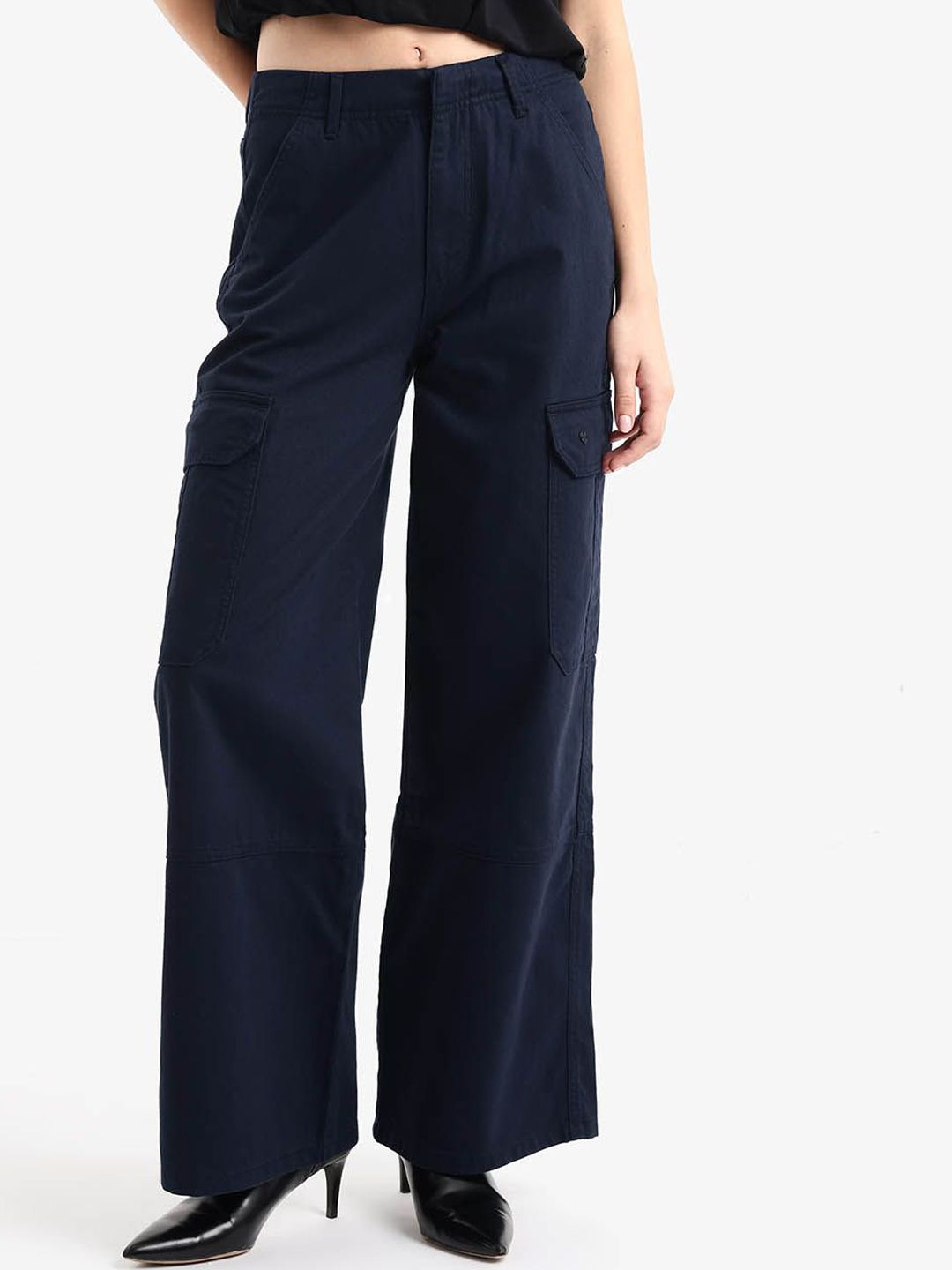 RAREISM Women Loose Fit High-Rise Cargos Trousers