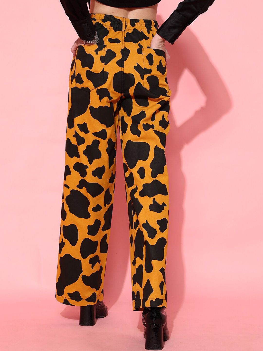 STREET 9 Women Stylish Mustard Animal Printed Trousers