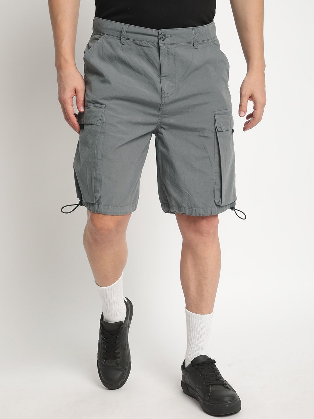 Bene Kleed Men Relaxed Fit Pure Cotton Cargo Shorts with Adjustable Hem