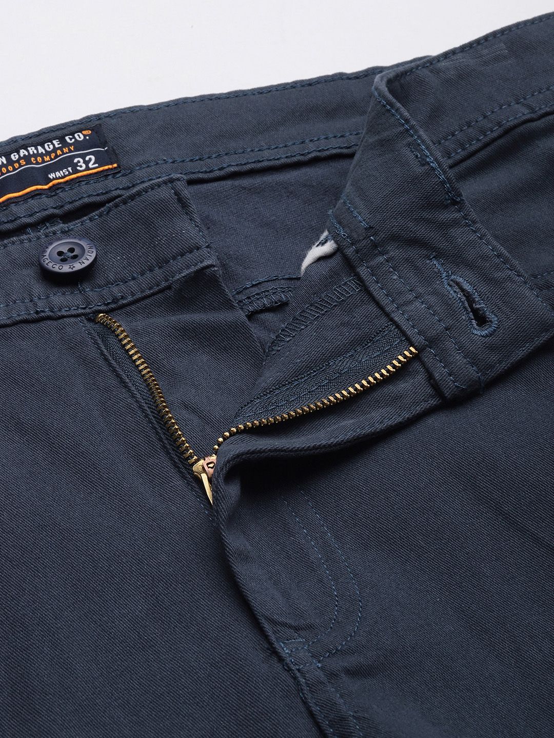 The Indian Garage Co Men Navy Blue Slim Fit Chinos